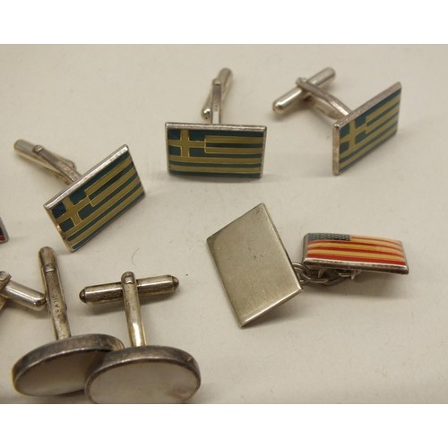 379 - ASSORTED SILVER CUFFLINKS