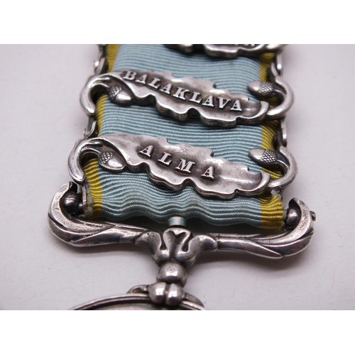 36 - ORIGINAL CRIMEA MEDAL WITH 4 BARS SEBASTOPOL, INKERMAN, BALAKLAVA, ALMA AWARDED TO ROBERT MCDONALD 1... 