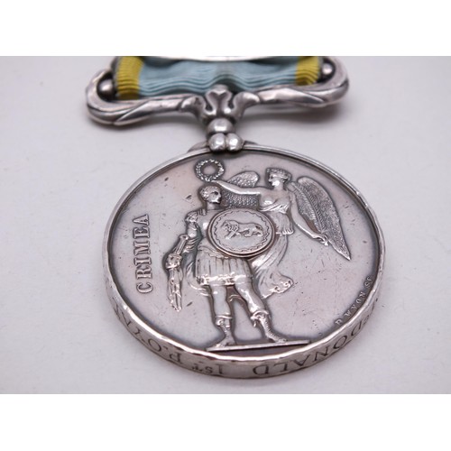 36 - ORIGINAL CRIMEA MEDAL WITH 4 BARS SEBASTOPOL, INKERMAN, BALAKLAVA, ALMA AWARDED TO ROBERT MCDONALD 1... 