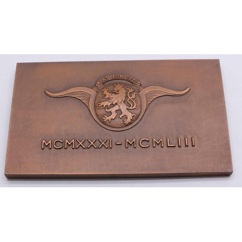 3 - R.BETTANIER 1953 BRONZE RADIO LUXEMBOURG MEDAL IN ORIGINAL BOX 47 x 79, 14.7g