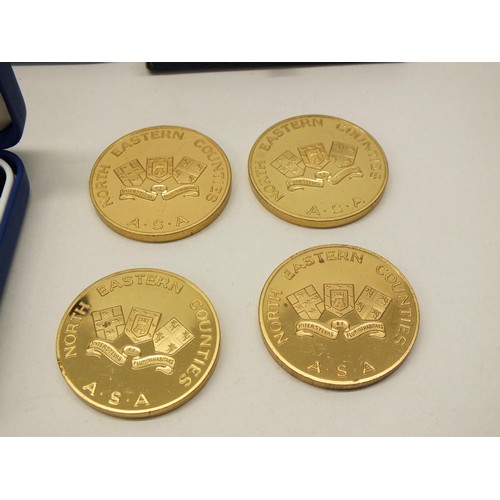 7 - COIN BOXES AND FIVE COIN MEDALS