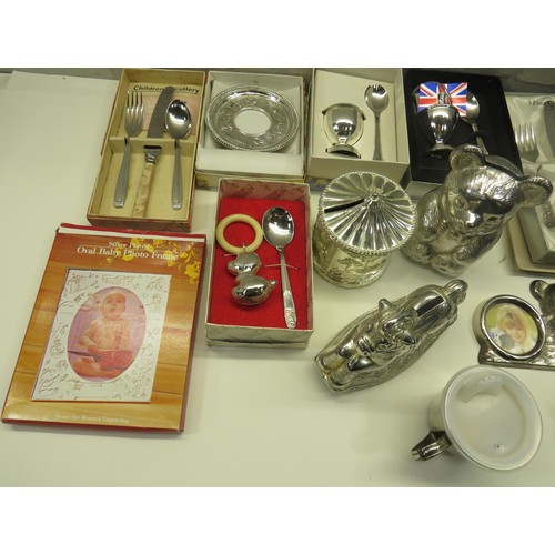 66 - JOBLOT OF CHRISTENING ITEMS, CUTLERY SET ETC