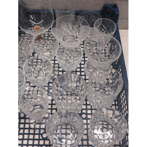95 - TWO TRAYS OF QUALITY CUT GLASS & CRYSTAL ETC