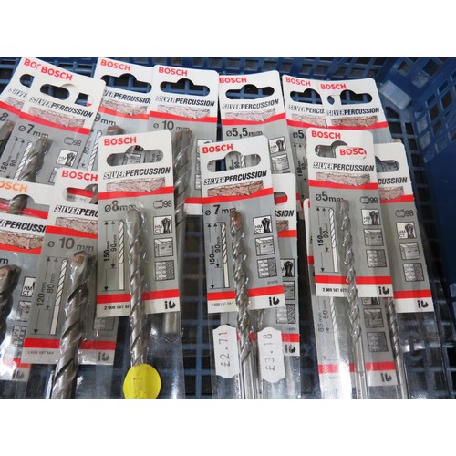 19 - 20 x ASSORTED BOSCH SILVER PERCUSSION BITS 5MM-10MM