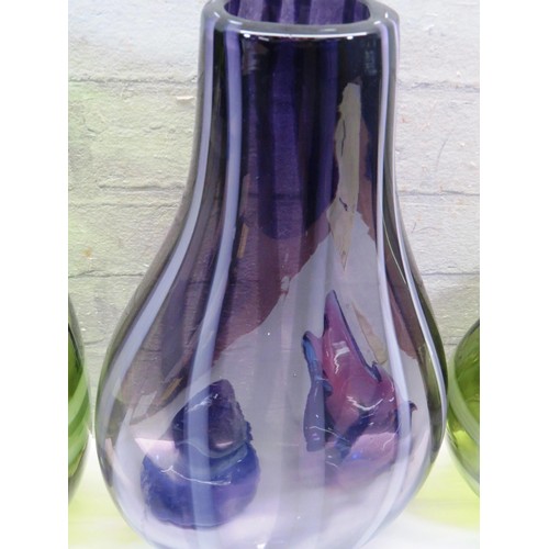 57 - OVERSIZED GLASS VASES PLUS TWO OTHER GLASS ITEMS