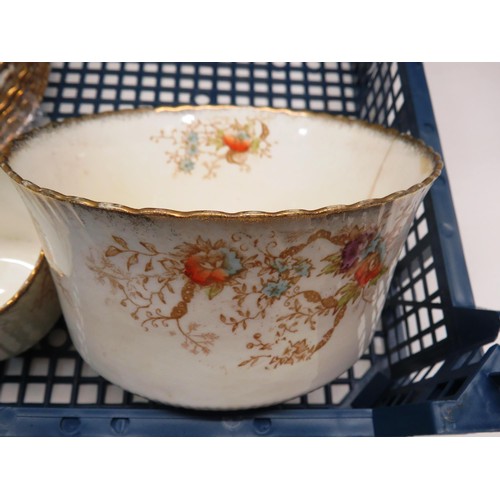 70 - THREE TRAYS OF CERAMICS INCLUDES ROYAL ALBERT CROWN CHINA SET, SPODE AND ADAMS PLATES