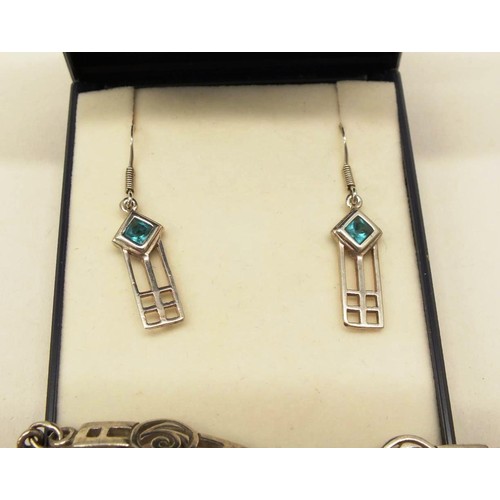 348 - SILVER MACINTOSH EARRINGS AND BRACELET SET