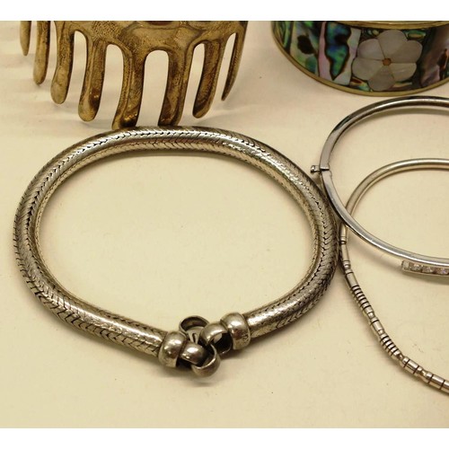 362 - FIVE SILVER BANGLES