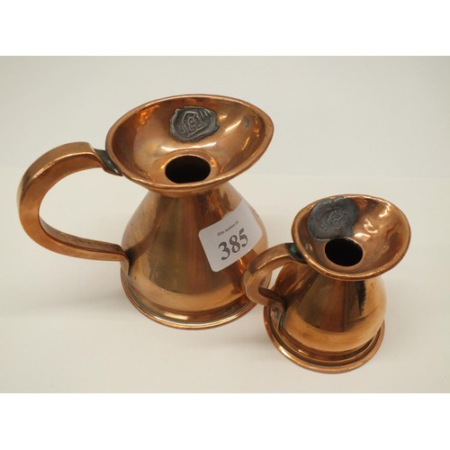 385 - 2 x COPPER MEASURE JUGS