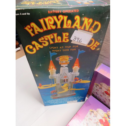 396 - 2 x TOY TIDY, FAIRYLAND CASTLE RIDE BIG TIME GIFT BOX