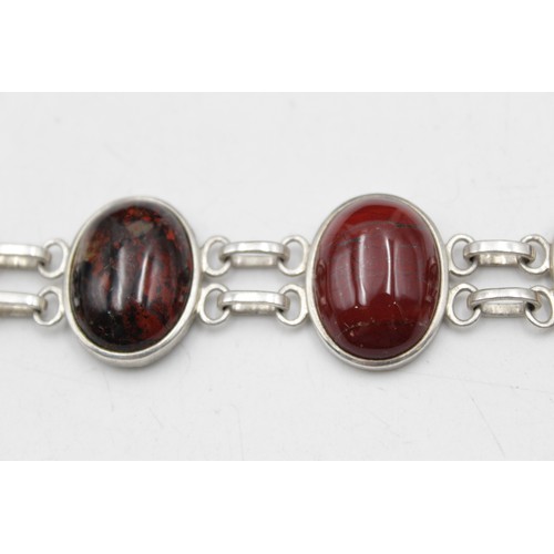 422 - .925 Sterling Silver Whitney Kelly Gemstone BRACELET inc. Agate, Jasper (61g)