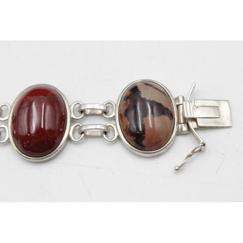 422 - .925 Sterling Silver Whitney Kelly Gemstone BRACELET inc. Agate, Jasper (61g)