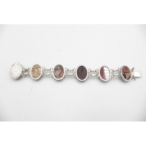 422 - .925 Sterling Silver Whitney Kelly Gemstone BRACELET inc. Agate, Jasper (61g)