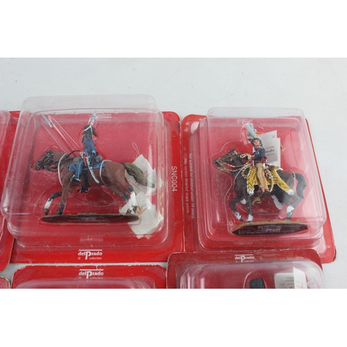 488 - 8 x Assorted Carded DEL PRADO Collectable Lead Figures Inc. Brandenburg Regiment