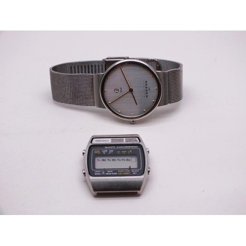 39 - SKAGEN MENS WATCH PLUS A VINTAGE SEIKO DIGITAL WATCH HEAD