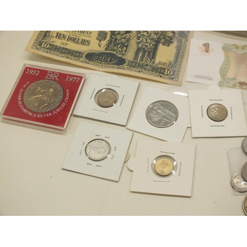 85 - BAG OF BANKNOTES AND COINS