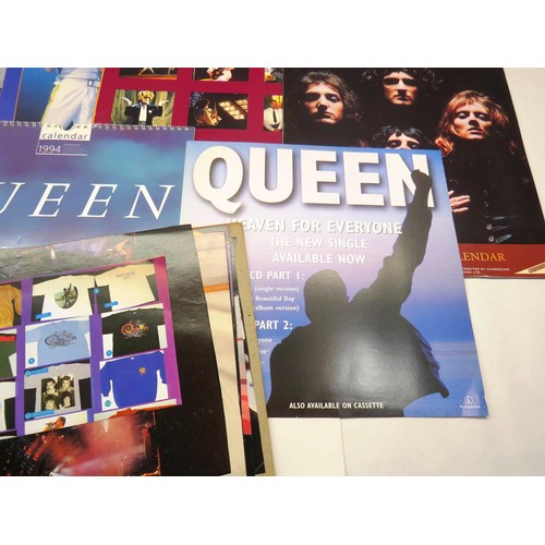 99 - SIX QUEEN CALENDERS 1992, 93, 94, 95 AND 96 AND SKETCH PAD OF QUEEN EPHEMERA