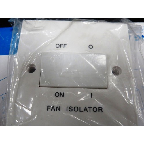 164 - 30 x ASSORTED BG FAN ISOLATOR AND FRONT PLATES WHITE