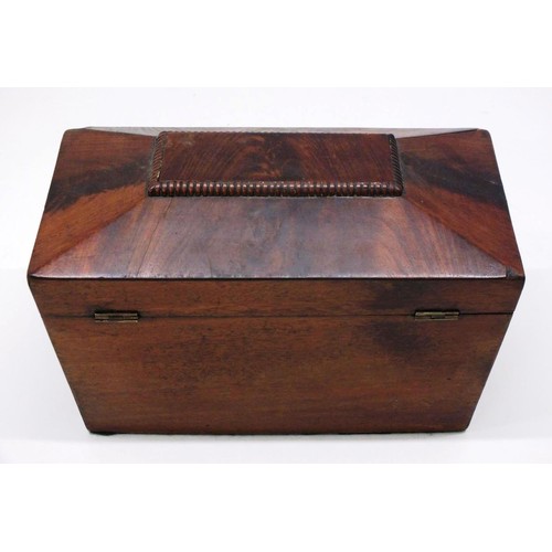 259 - GEORGIAN ANTIQUE MAHOGANY SARCOPHAGUS TWIN TEA CADDY