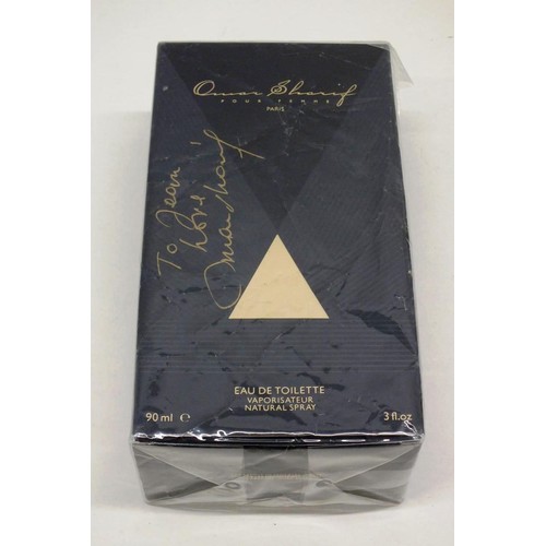 210A - VINTAGE OMAR SHARIF PERFUME 90ml UNOPENED, SIGNED TO JEAN BY OMAR SHARIF WITH PHOTOGRAPH PROVENANCE