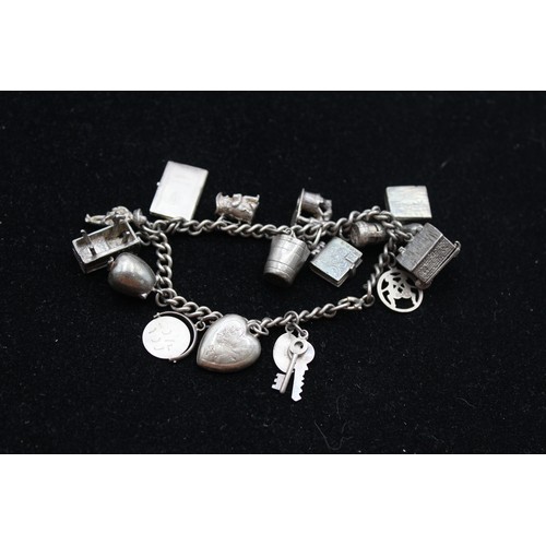 485 - Vintage .925 Sterling Silver CHARM BRACELETS W/ Opening Charms (48g)