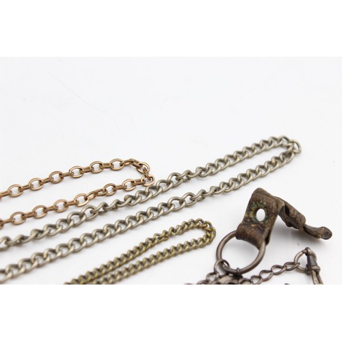 487 - 4 x Antique WATCH CHAINS inc. Rolled Gold, Dog Clips