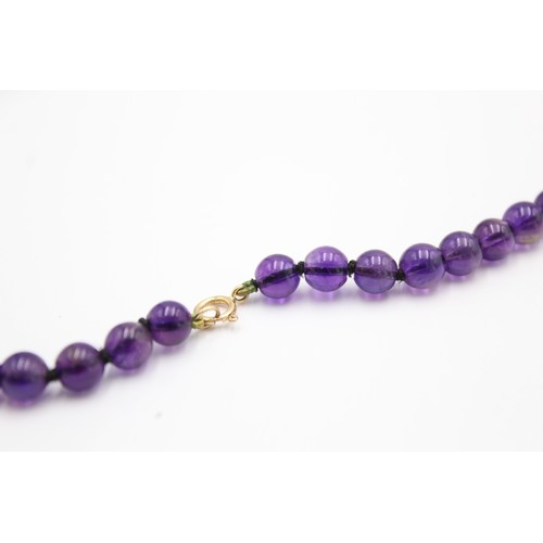 490 - 9ct gold vintage amethyst & pearl necklace (18.5g)