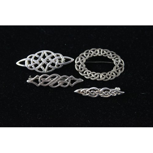 499 - 4 x .925 Sterling Silver BROOCHES inc. Vintage, Celtic Knot, Twist (18g)