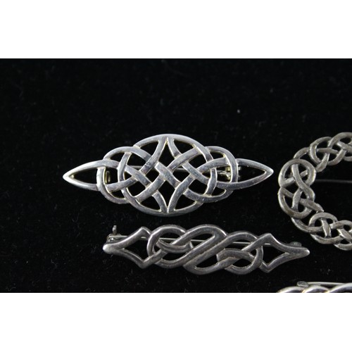 499 - 4 x .925 Sterling Silver BROOCHES inc. Vintage, Celtic Knot, Twist (18g)