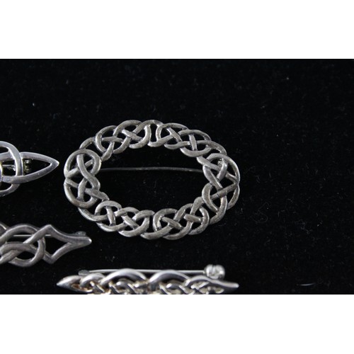 499 - 4 x .925 Sterling Silver BROOCHES inc. Vintage, Celtic Knot, Twist (18g)