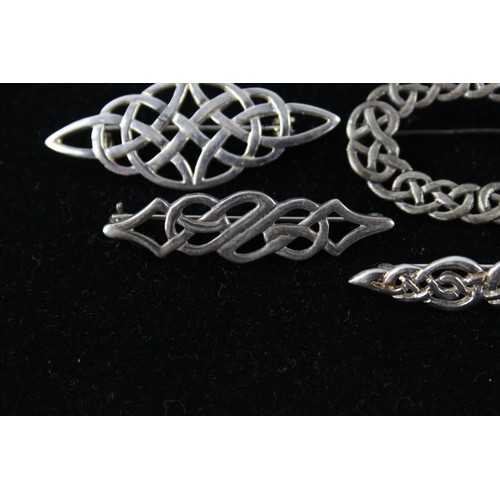 499 - 4 x .925 Sterling Silver BROOCHES inc. Vintage, Celtic Knot, Twist (18g)