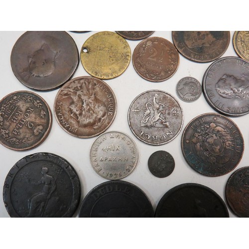 505 - ASSORTED ENGLISH, FRENCH, NORWEGIAN & ARGENTINIAN COINS FROM THE  1800's