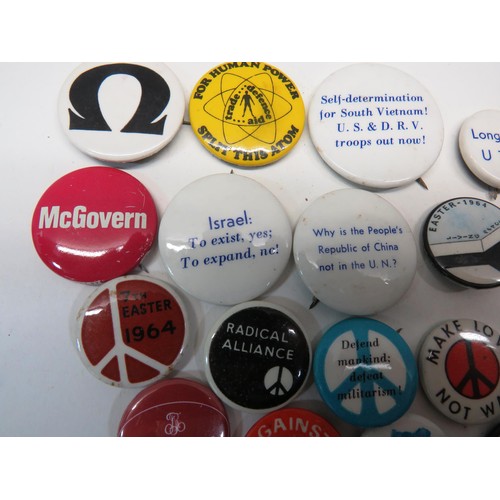 86 - 40 ASSORTED PROTEST BADGES INCLUDES CND