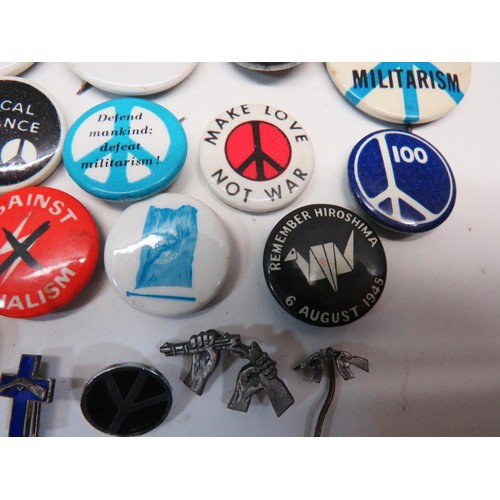 86 - 40 ASSORTED PROTEST BADGES INCLUDES CND