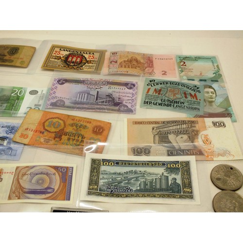 173 - BAG OF BANKNOTES AND COINS