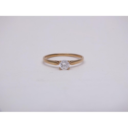 301 - 9ct GOLD CZ SOLITAIRE RING SIZE O, 1.2g