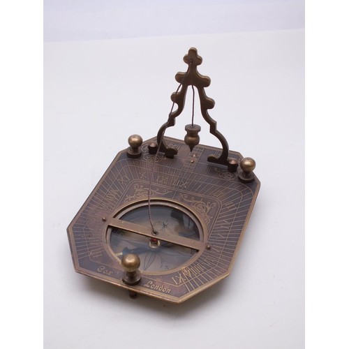 320 - BOXED BRASS SUNDIAL COMPASS - COX OF LONDON