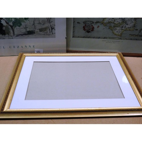 151 - PAUL CEZANNE PRINT, PEMBROKESHIRE MAP AND FRAME