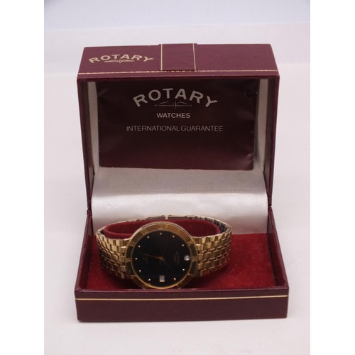 177 - ROTARY REAL DIAMOND WATCH- BOXED IN WORKING ORDER