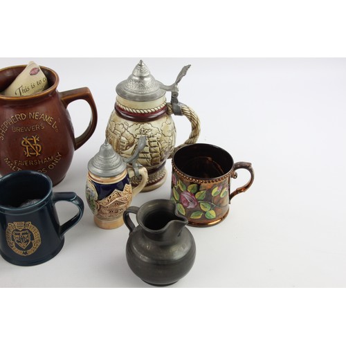 477 - 6 x Vintage CERAMIC JUGS / MUGS Includes Imperial Pints, Naval Pitcher ETC