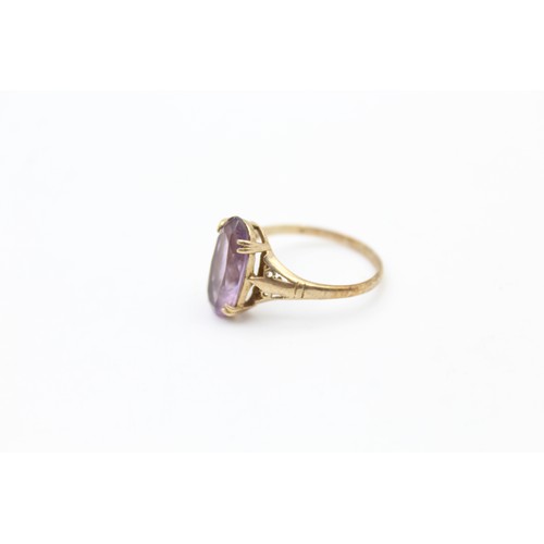 478 - 9ct gold amethyst single stone ring (2.1g) size O