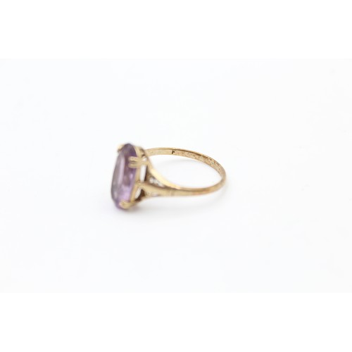 478 - 9ct gold amethyst single stone ring (2.1g) size O