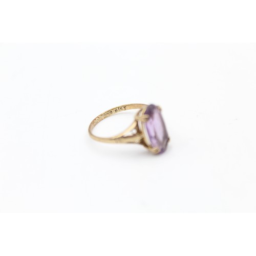 478 - 9ct gold amethyst single stone ring (2.1g) size O