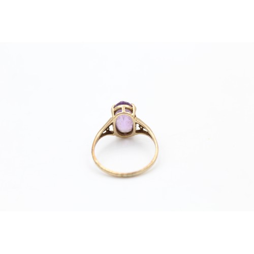 478 - 9ct gold amethyst single stone ring (2.1g) size O