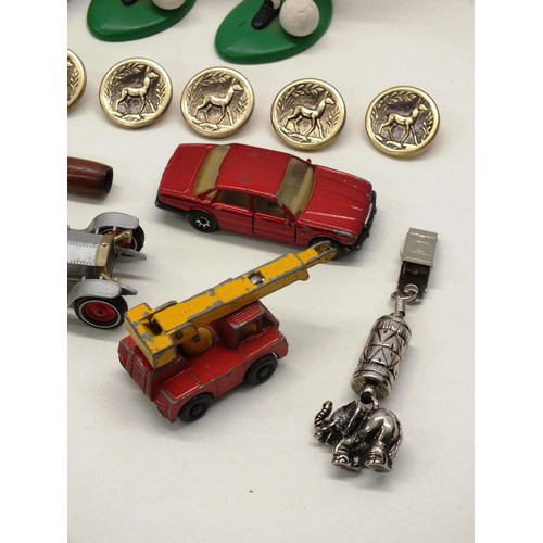 276 - COLLECTABLES INCLUDES HORNER HARMONICA, VINTAGE TONKA FOOTBALL TOYS ETC