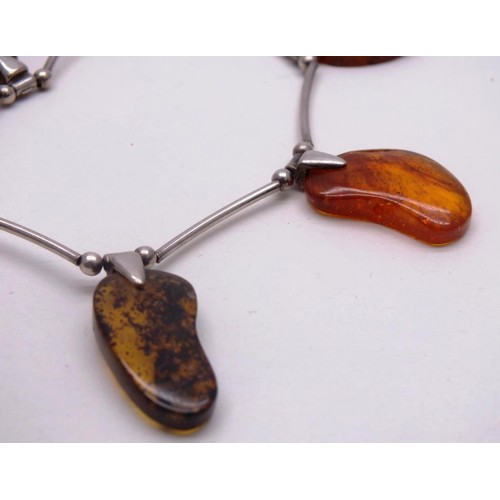 7 - 925 SILVER AND AMBER NECKLACE