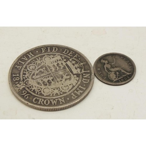 14 - 1854 VICTORIAN SILVER GROAT AND 1896 HALFCROWN