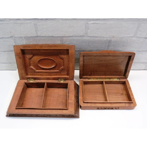 112 - TWO VINTAGE CARVED WOOD BOXES