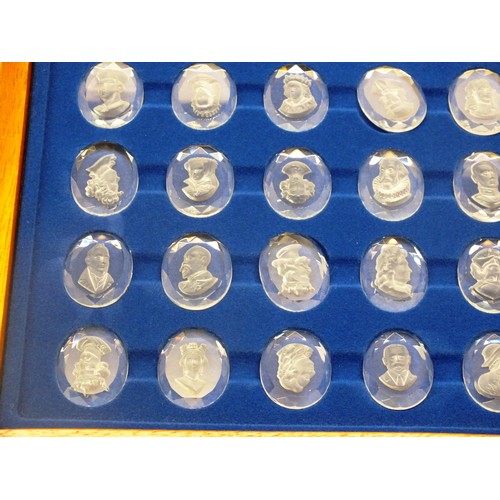 55 - DANBURY MINT-THE ROYAL 42 CRYSTAL CAMEOS-KINGS AND QUEENS OF ENGLAND-FULL SET