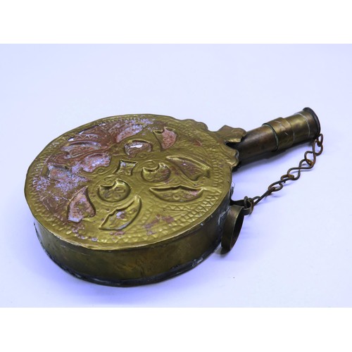 217 - ANTIQUE ORIENTAL OTTOMAN BRASS POWDER FLASK